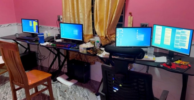 Nhóm tội phạm ở Việt Nam tự mua máy tính, tổ chức hoạt động lừa đảo tại nhà riêng. Ảnh: Hòa Vang