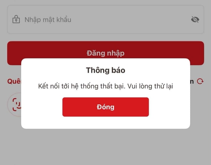 VNeID liên tục báo lỗi kết nối do quá tải truy cập. Ảnh chụp màn hình
