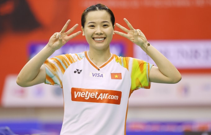 Nguyễn Thùy Linh thắng Chen Su Yu 2-1 để vào tứ kết giải cầu lông quốc tế Canada Mở rộng sáng 4/7. Ảnh: Thanh Nhàn