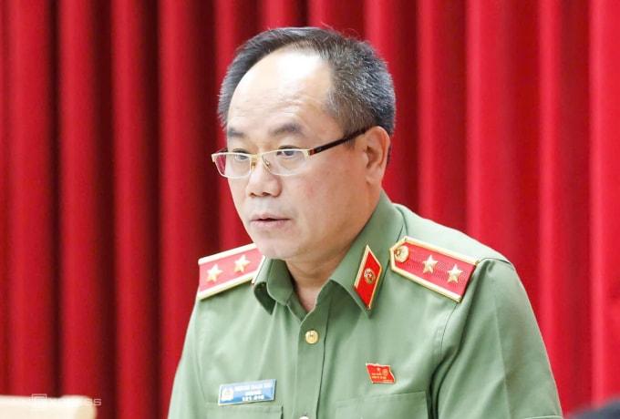 Trung tướng Nguyễn Thanh Tùng, Giám đốc Công an Hà Nội tại họp báo. Ảnh: Phạm Dự