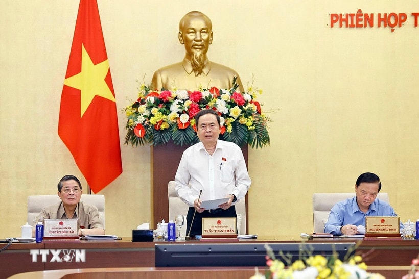 Chủ tịch Quốc hội Trần Thanh Mẫn phát biểu khai mạc phiên họp. (Ảnh: Doãn Tấn/TTXVN)