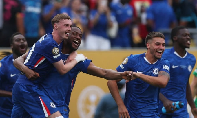 Cầu thủ Chelsea reo mừng sau hiệu còi mãn cuộc chung kết FIFA Club World Cup trên sân MetLife, bang New Jersey, Mỹ ngày 13/7/2025. Ảnh: Reuters