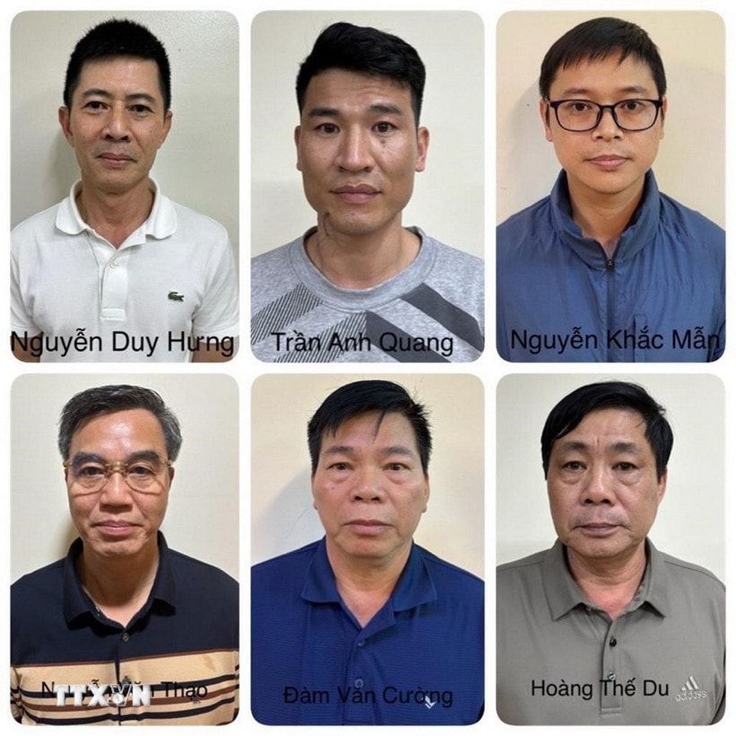 Các bị can bị truy tố. (Ảnh: Bộ Công an/TTXVN phát)