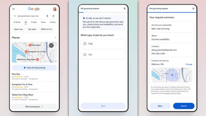 AI có thể gọi điện cho doanh nghiệp để thu thập thông tin thay mặt người dùng. Ảnh: Google