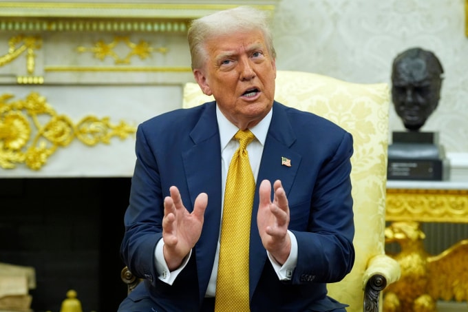Tổng thống Mỹ Donald Trump tại Phòng Bầu dục, Nhà Trắng, hôm 22/7. Ảnh: AP