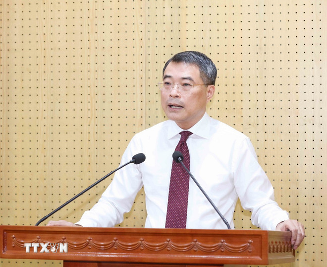 Ông Lê Minh Hưng, Ủy viên Bộ Chính trị, Bí thư Trung ương Đảng, Trưởng Ban Tổ chức Trung ương, phát biểu tại Hội nghị. (Ảnh: Phương Hoa/TTXVN) ttxvn-le-minh-hung.jpg