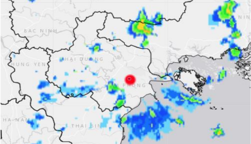 Ảnh radar thời tiết khu vực Hải Phòng