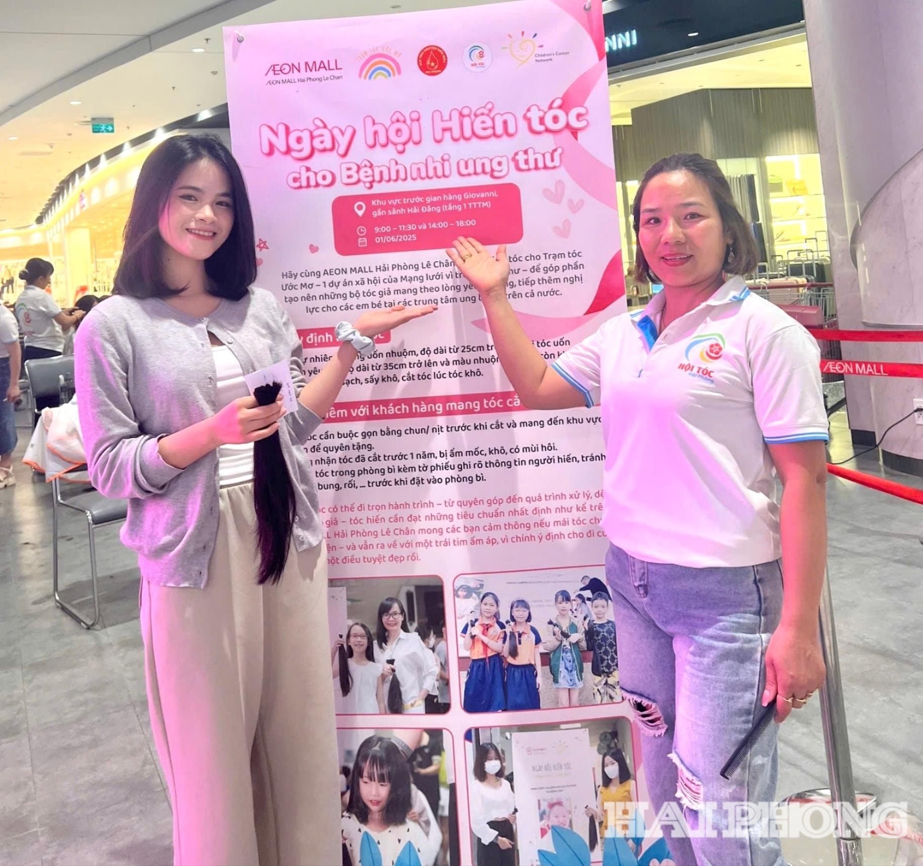 Ngày hội hiến tóc dành cho bệnh nhi mắc ung thư diễn ra tại Trung tâm thương mại AEON Mall Hải Phòng Lê Chân hồi tháng 6 vừa qua