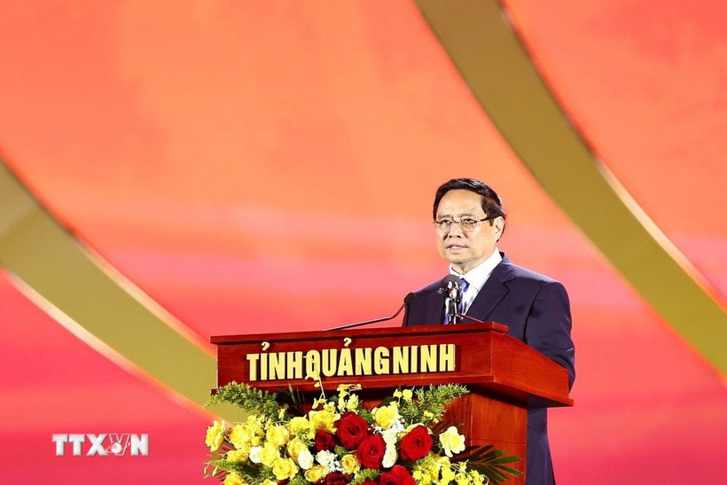 Thủ tướng Phạm Minh Chính phát biểu tại Lễ công bố. (Ảnh: Thanh Vân/TTXVN)