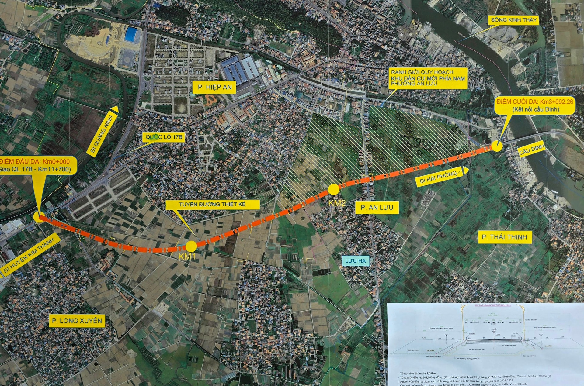Overall plan of the project to build a road connecting National Highway 17B with Dinh Bridge