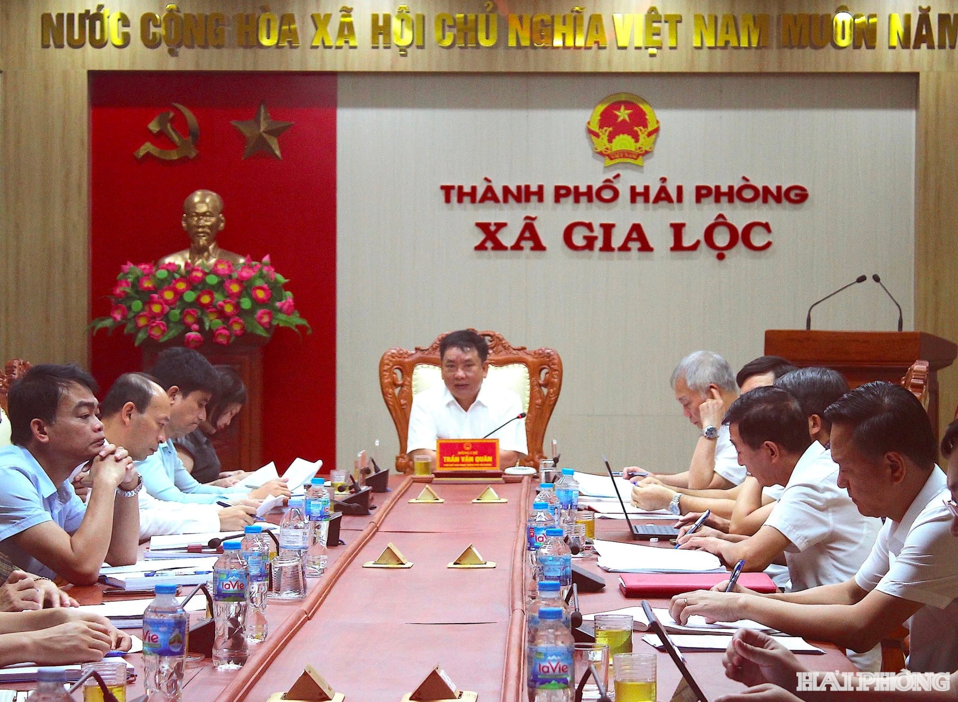 Đồng chí Trần Văn Quân, Phó chủ tịch UBND thành phố Hải Phòng làm việc với 3 xã Gia Lộc, Gia Phúc và Yết Kiêu
