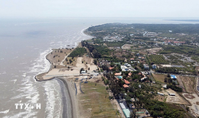 Dự án Khu đô thị lấn biển Cần Giờ có quy mô 2.870ha, tọa lạc tại cửa biển xã Long Hòa và thị trấn Cần Thạnh (huyện Cần Giờ, Thành phố Hồ Chí Minh). (Ảnh: Tiến Lực/TTXVN) ttxvn-du-an-lan-bien-can-gio.jpg