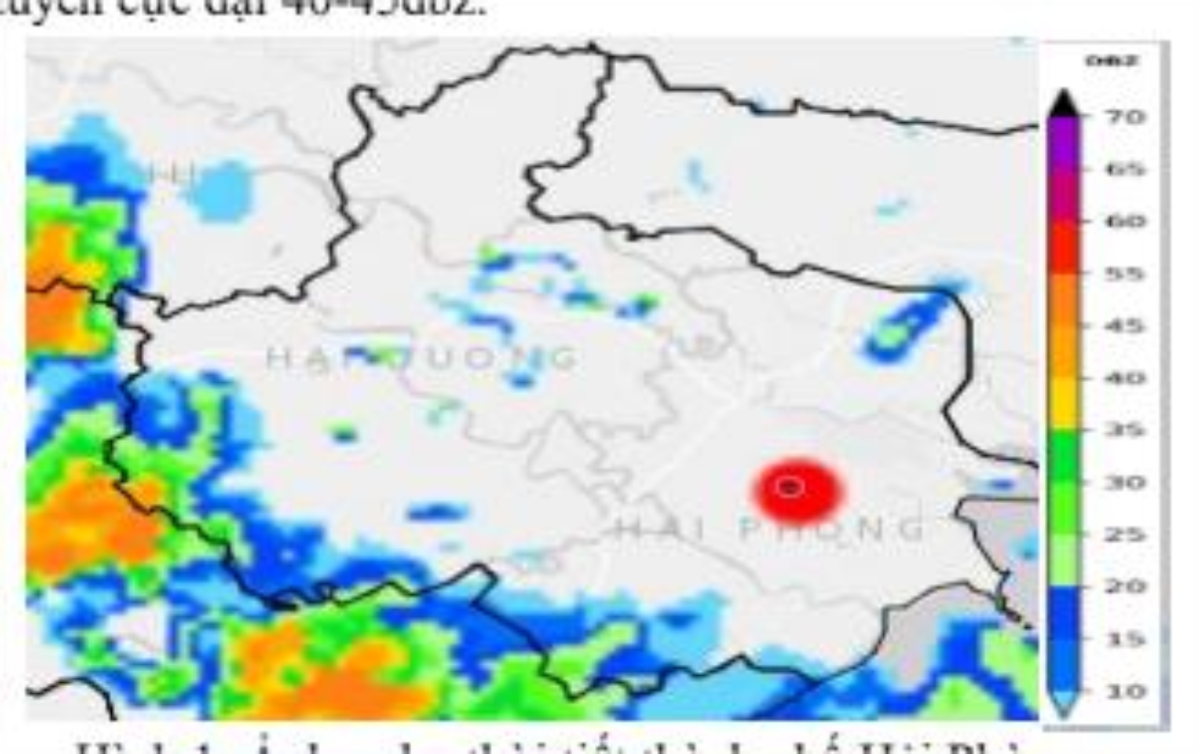 Ảnh radar thời tiết khu vực Hải Phòng. Nguồn: Trung tâm mạng lưới khí tượ