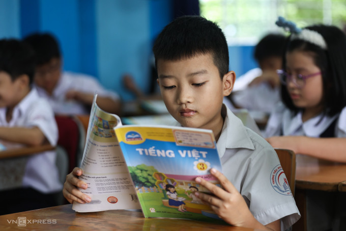 Học sinhtrường tiểu học Đinh Tiên Hoàng, TP Thủ Đức trong một tiết học tháng 9/2023. Ảnh: Quỳnh Trần