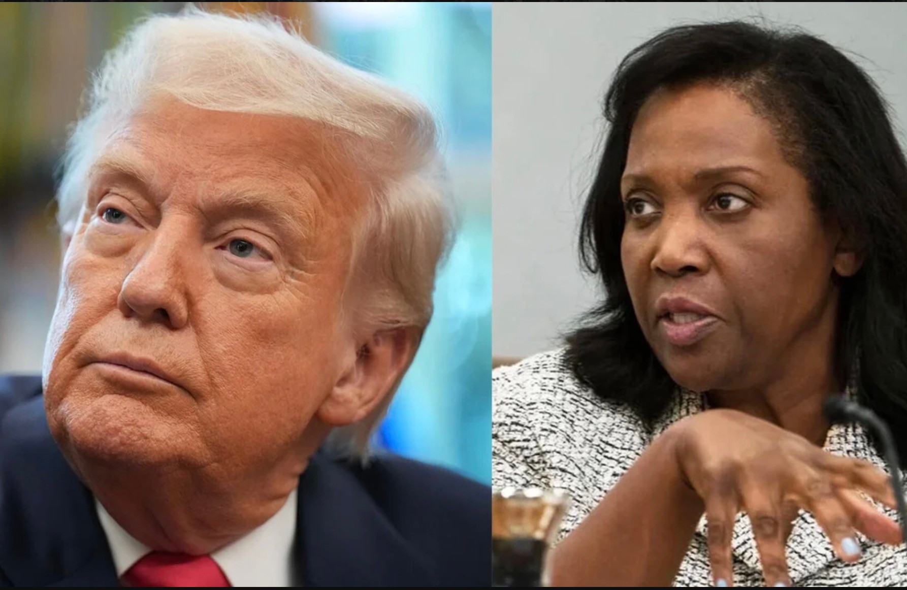 Ông Trump và bà Lisa Cook. Ảnh: CBS News