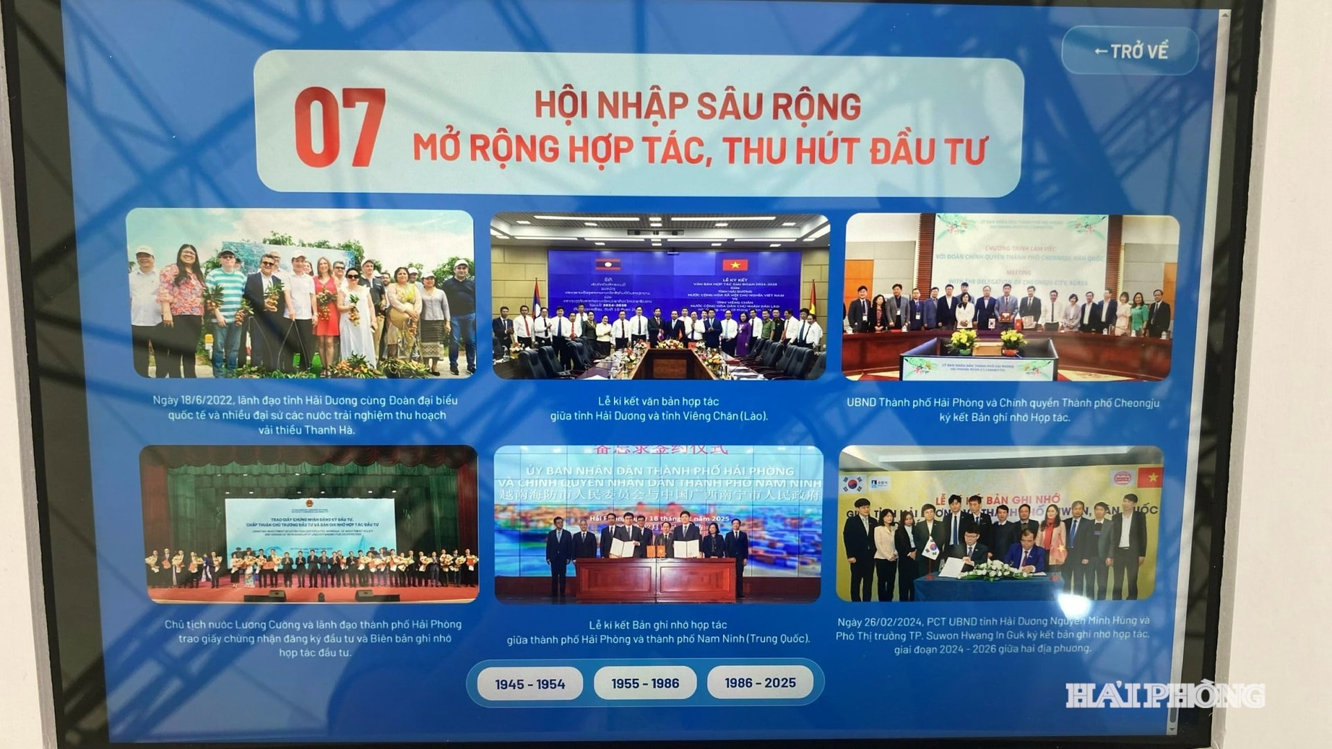 Các hình ảnh đối ngoại Hải Phòng được trưng bày tại Triễn lãm thành tựu đất nước.