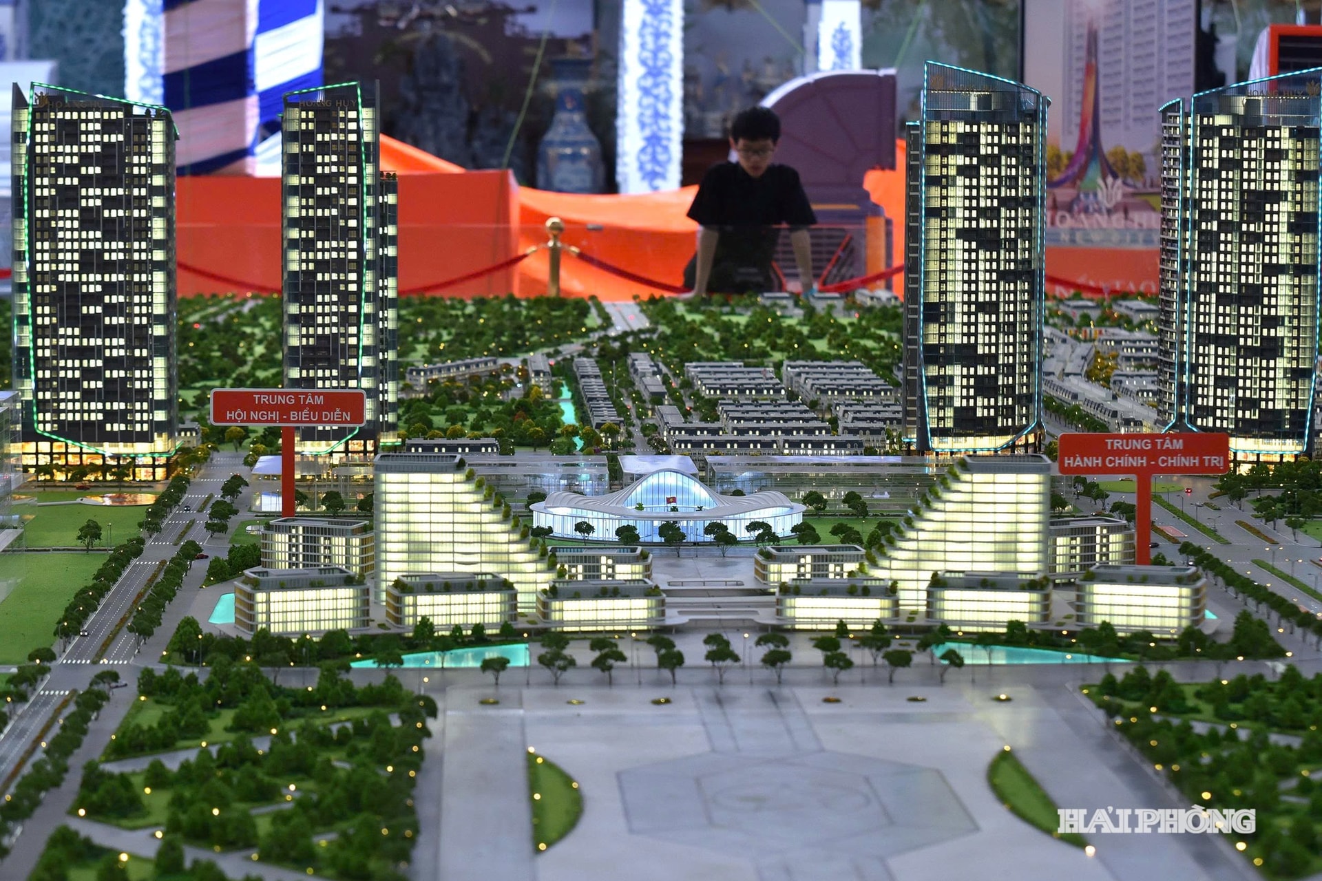 Modelo de perspectiva da área urbana do Rio Cam Norte na exposição
