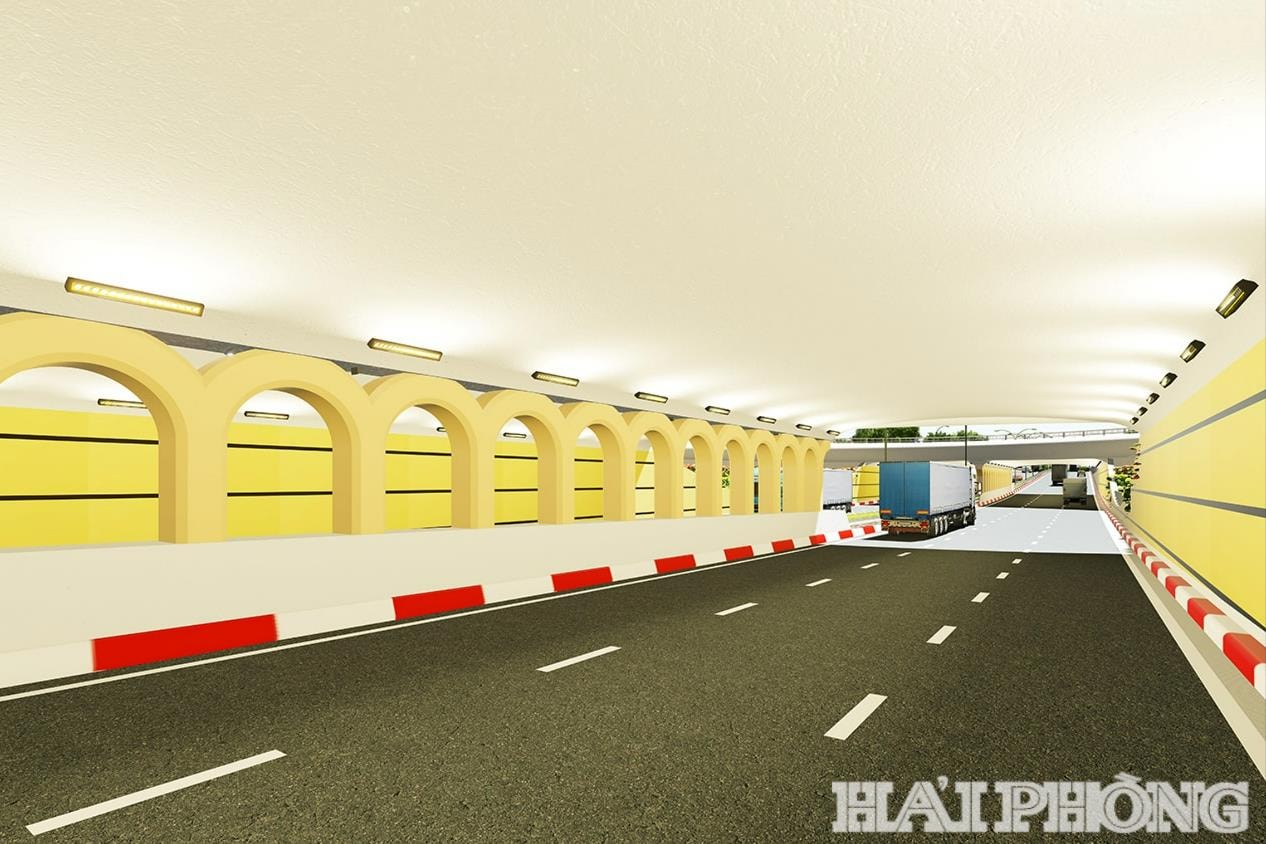 Hầm kín gió trong nút giao dài khoảng 125 m