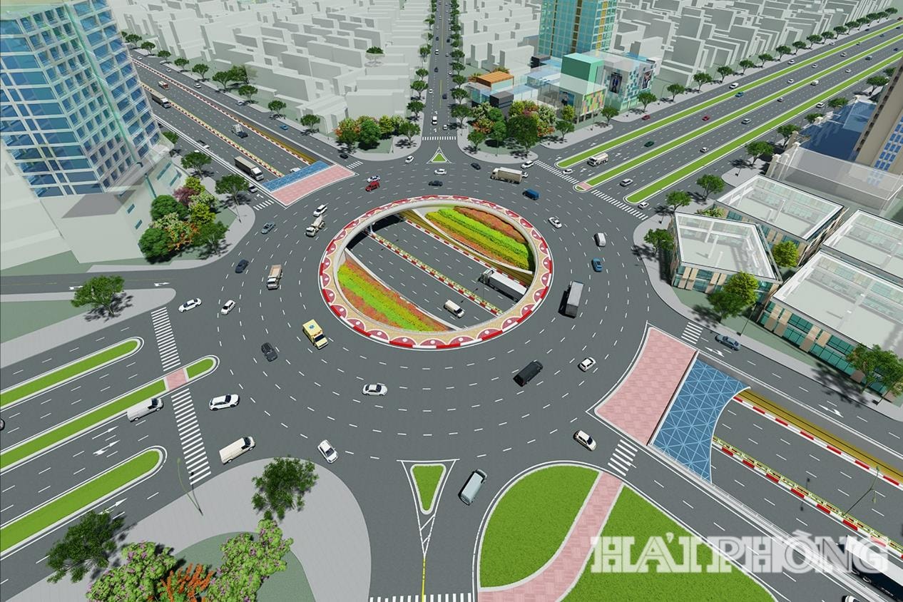 Phối cảnh nút giao giữa đường Bùi Viện - Lê Hồng Phong.