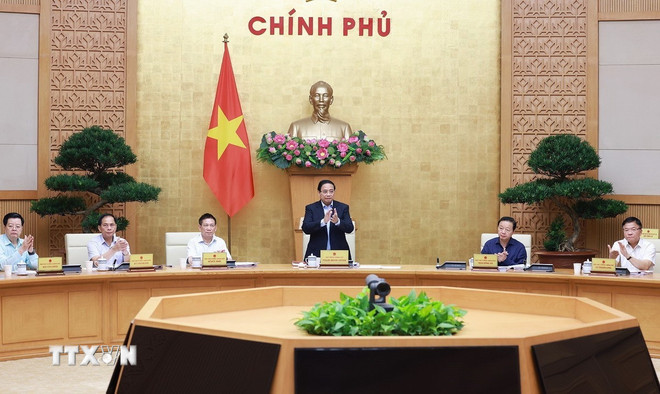 Thủ tướng Phạm Minh Chính chủ trì Phiên họp Chính phủ chuyên đề về xây dựng pháp luật tháng 9 năm 2025 (phiên thứ hai). (Ảnh: Dương Giang/TTXVN) ttxvn-1309-thu-tuong-phien-hop-chuyen-de-xay-dung-phap-luat-10.jpg
