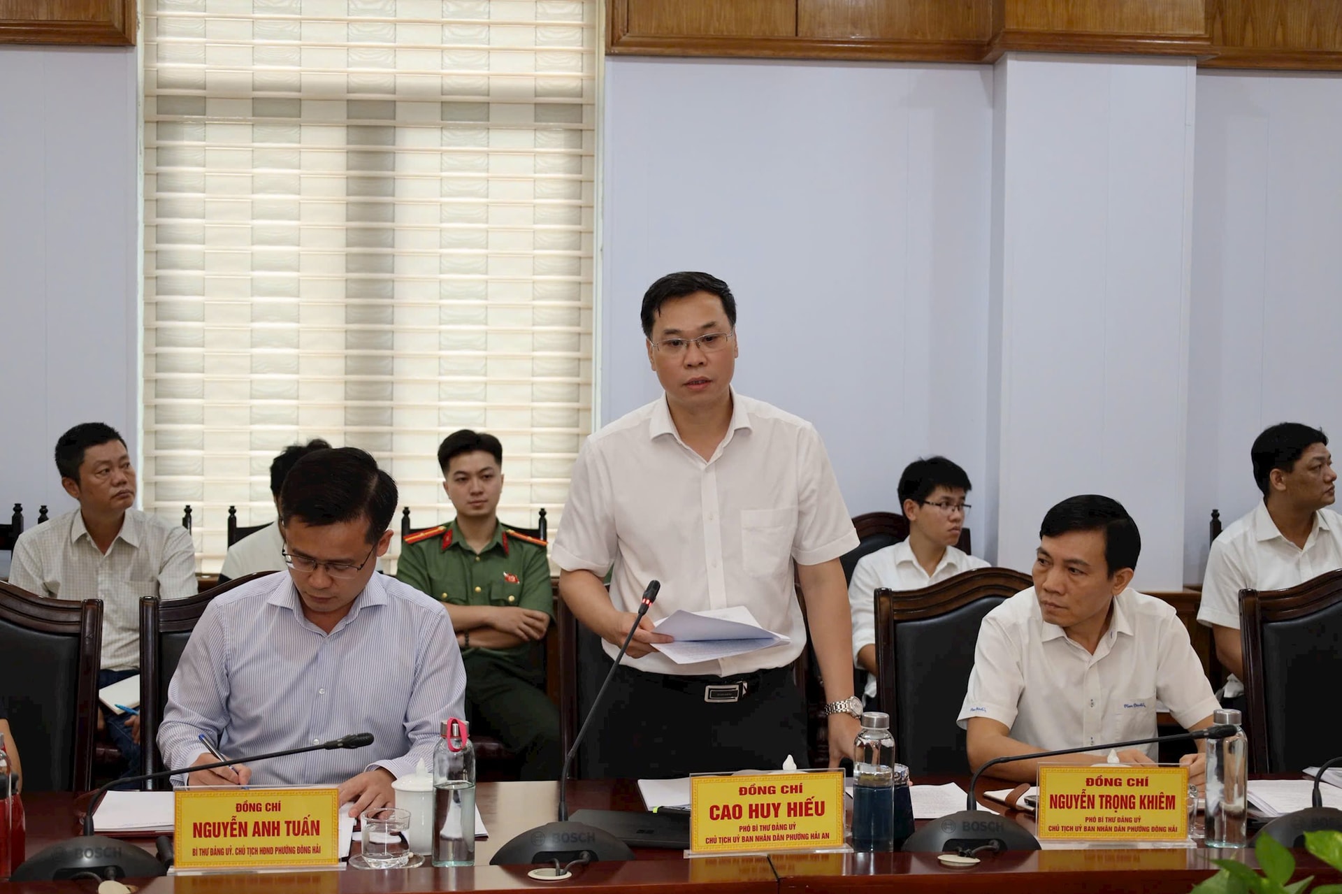 Lãnh đạo phường Hải An phát biểu tại cuộc kiểm tra