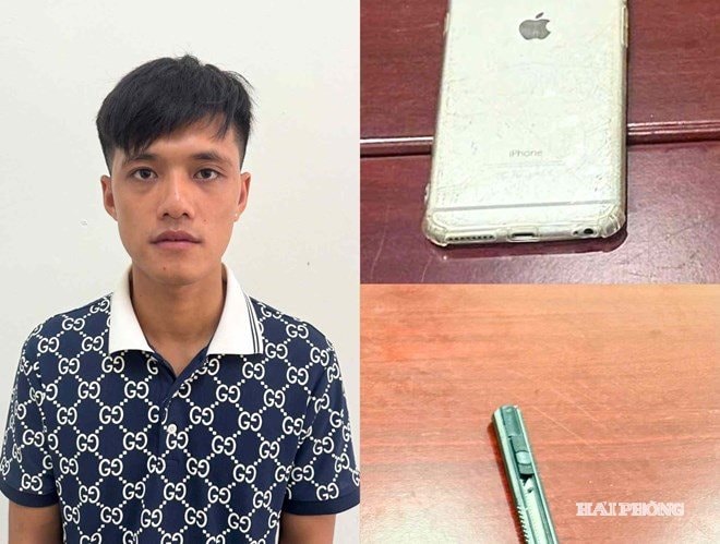 Đối tượng Đặng Bảo Quý bị bắt giữ cùng tang vật. Ảnh Công an TP Hải Phòng