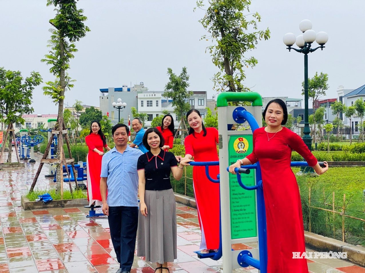 Điểm rèn luyện thể chất công đoàn tại Công viên khu chung cư Hạ Đoạn 2, phường Đông Hải