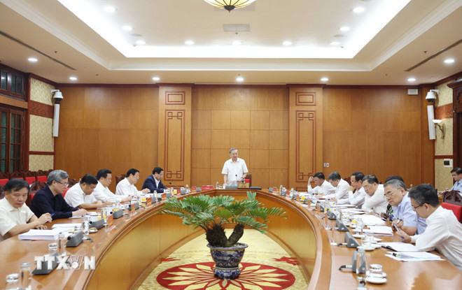 Tổng Bí thư Tô Lâm phát biểu. (Ảnh: Thống Nhất/TTXVN) ttxvn-tong-bi-thu-to-lam-lam-viec-voi-thuong-truc-cac-tieu-ban-dai-hoi-xiv-cua-dang-8296882-3.jpg