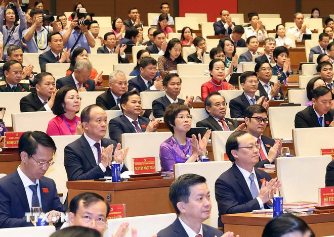 Các đại biểu tham dự Đại hội đại biểu Đảng bộ Quốc hội lần thứ nhất. (Ảnh: Thống Nhất/TTXVN) ttxvn-tong-bi-thu-dang-bo-quoc-hoi-7.jpg