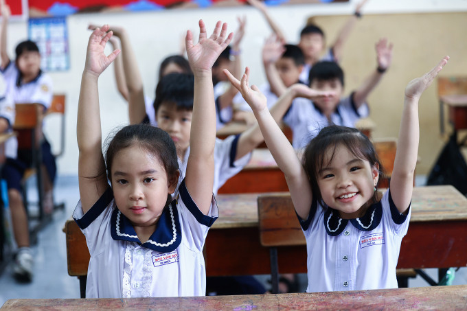 Học sinh trường tiểu học Bùi Văn Mới, phường Phước Long, tháng 9/2025. Ảnh: Quỳnh Trần