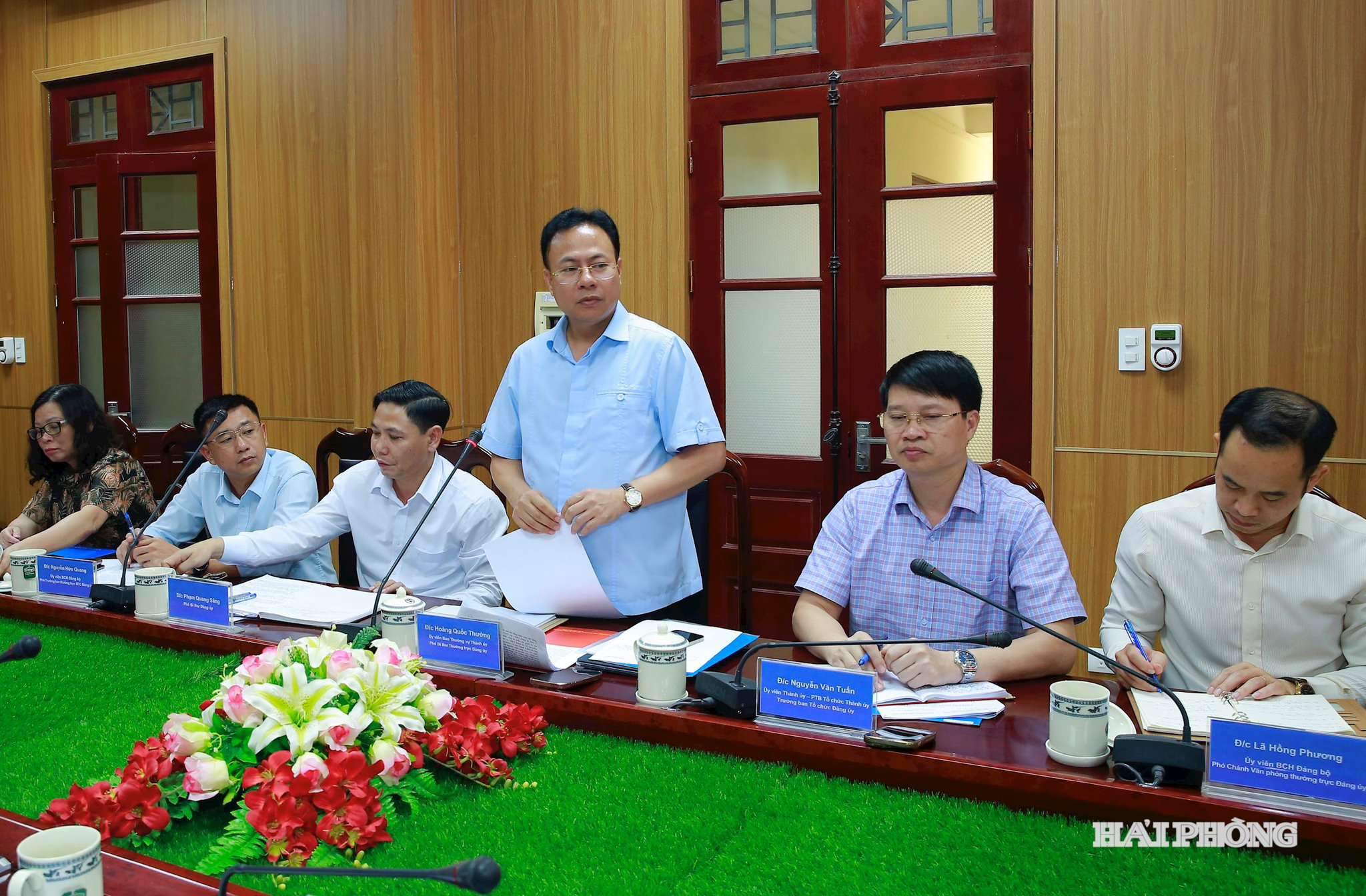 Đồng chí Hoàng Quốc Thưởng, Uỷ viên Ban Thường vụ Thành uỷ, Phó bí thư Thường trực Đảng uỷ phát biểu kết luận tại cuộc làm việc với Viện Kiểm sát nhân dân thành phố.