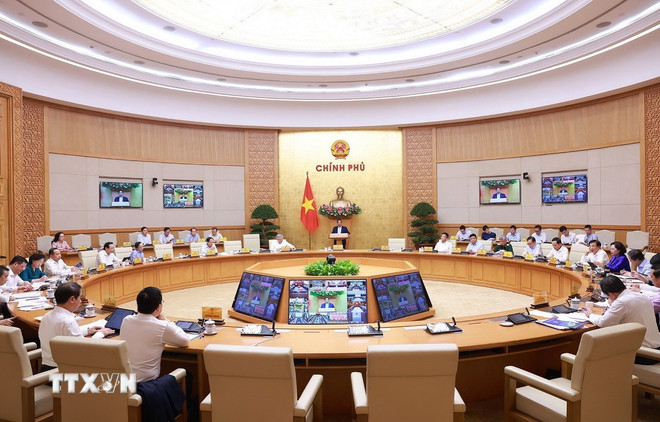 Phiên họp Chính phủ thường kỳ tháng 9 năm 2025, trực tuyến đến các địa phương. (Ảnh: Dương Giang/TTXVN) ttxvn-0510-thu-tuong-phien-hop-chinh-phu-thang-9.jpg