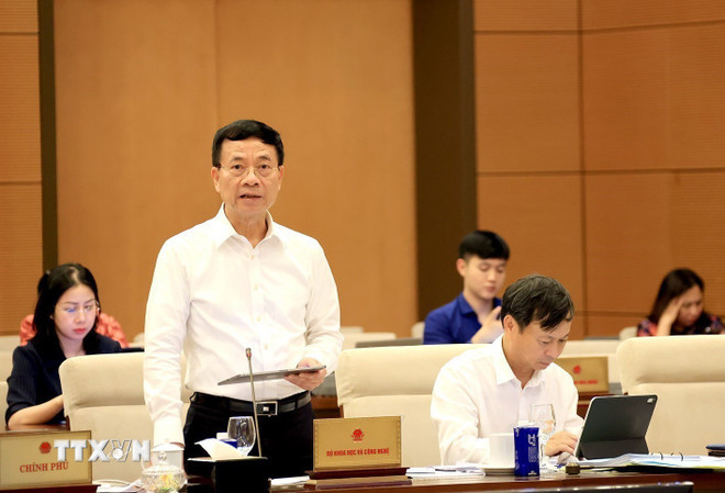 Bộ trưởng Bộ Khoa học và Công nghệ Nguyễn Mạnh Hùng phát biểu. (Ảnh: Tuấn Anh/TTXVN) ttxvn-bo-truong-nguyen-manh-hung.jpg