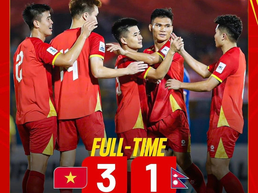 Đội tuyển Việt Nam giành chiến thắng 3-1 trước Nepal tại Vòng loại Asian Cup 2027. (Ảnh: VFF)