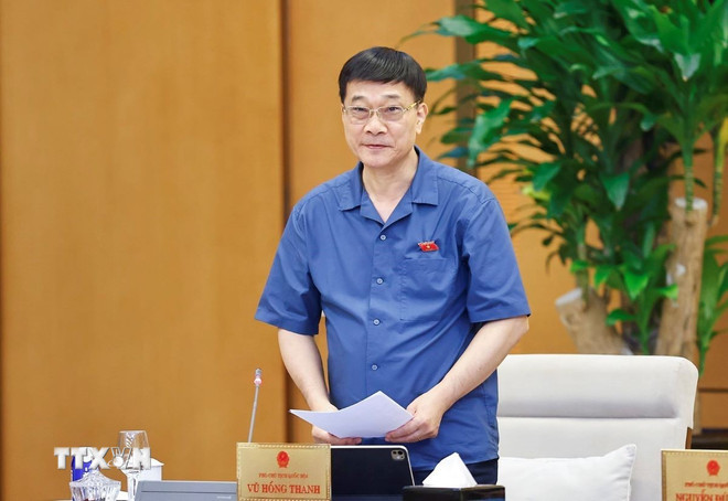 Phó Chủ tịch Quốc hội Vũ Hồng Thanh phát biểu. (Ảnh: Doãn Tấn/TTXVN) ttxvn-ubtv-quoc-hoi-cho-y-ve-luat-quy-hoach-sua-doi-va-mot-so-luat-quan-trong-1410-3.jpg