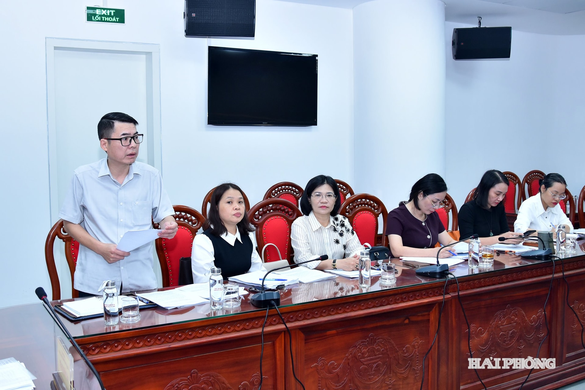 Lãnh đạo Sở Khoa học và Công nghệ phát biểu tại cuộc làm việc.