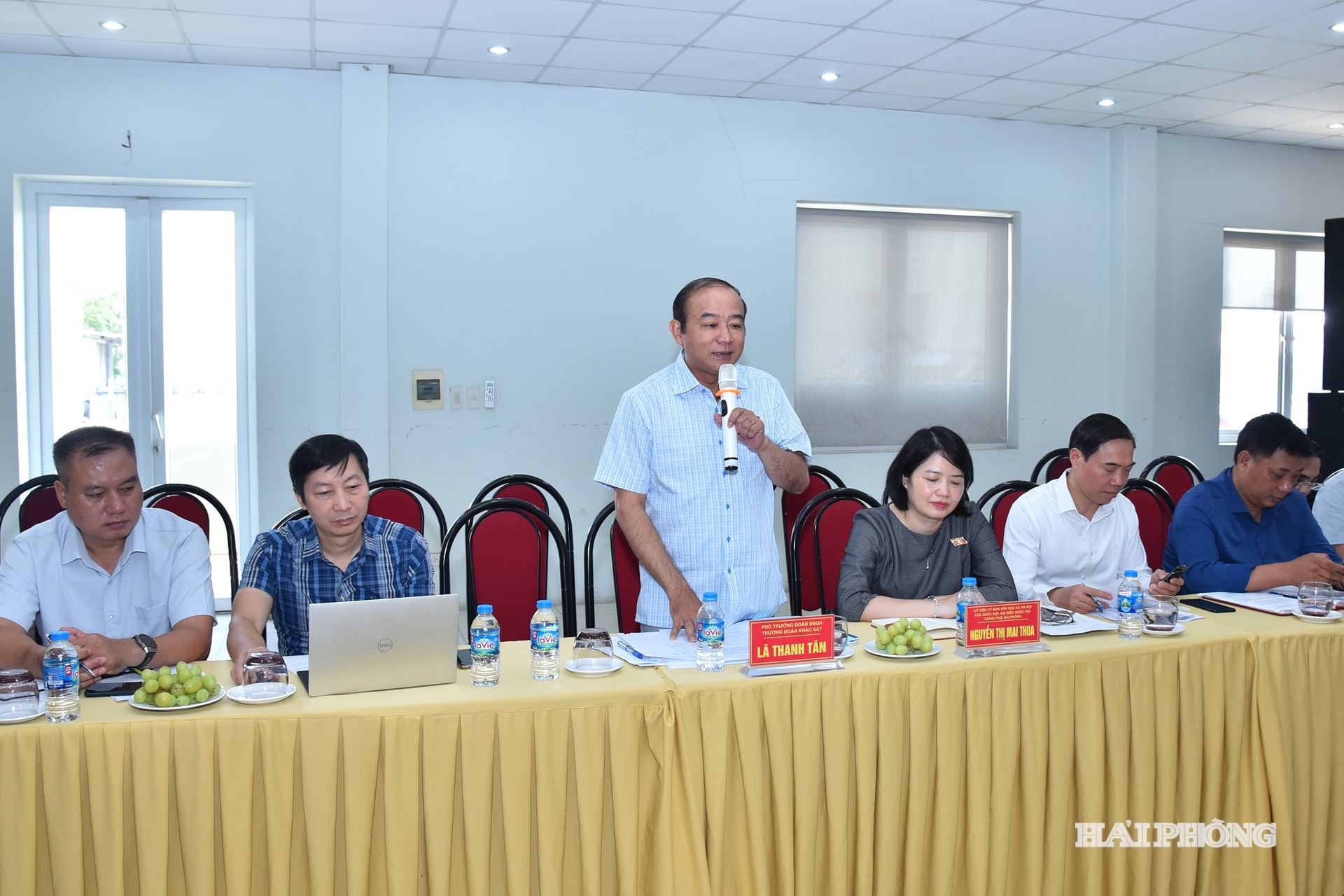 Ảnh báo in: Đồng chí Phó trưởng Đoàn chuyên trách Đoàn Đại biểu Quốc hội Hải Phòng Lã Thanh Tân phát biểu tại cuộc khảo sát tình hình thực hiện Luật Quản lý thuế và Luật Thuế thu nhập cá nhân giai đoạn 2023 - 2025.