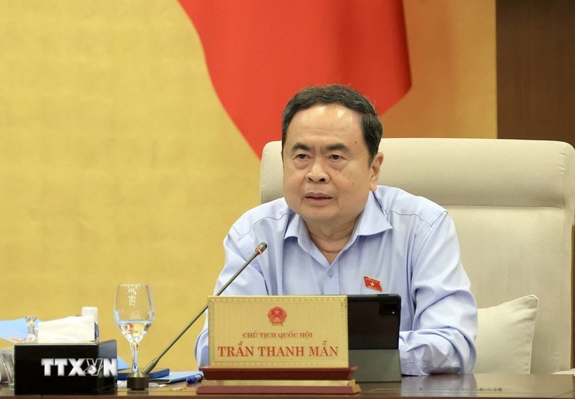 Chủ tịch Quốc hội Trần Thanh Mẫn phát biểu. (Ảnh: Tuấn Anh/TTXVN)