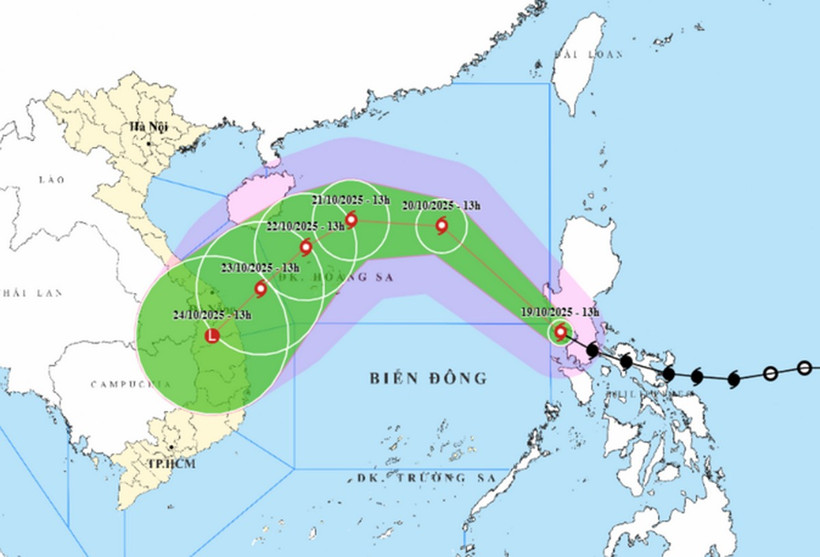 Vị trí và đường đi của bão Fengsheng. (Nguồn: Trung tâm Dự báo khí tượng thủy văn Quốc gia)