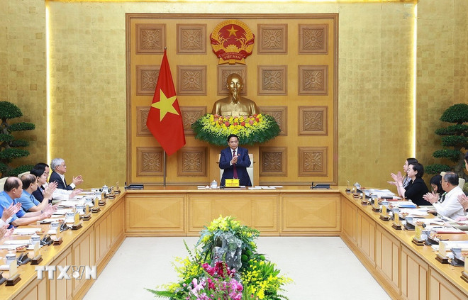 Thủ tướng Phạm Minh Chính, Chủ tịch Hội đồng Thi đua-Khen thưởng Trung ương, chủ trì phiên họp lần thứ 14 của Hội đồng. (Ảnh: Dương Giang/TTXVN) ttxvn-thu-tuong-chu-tri-phien-hop-thu-14-cua-hoi-dong-thi-dua-khen-thuong-trung-uong-3.jpg