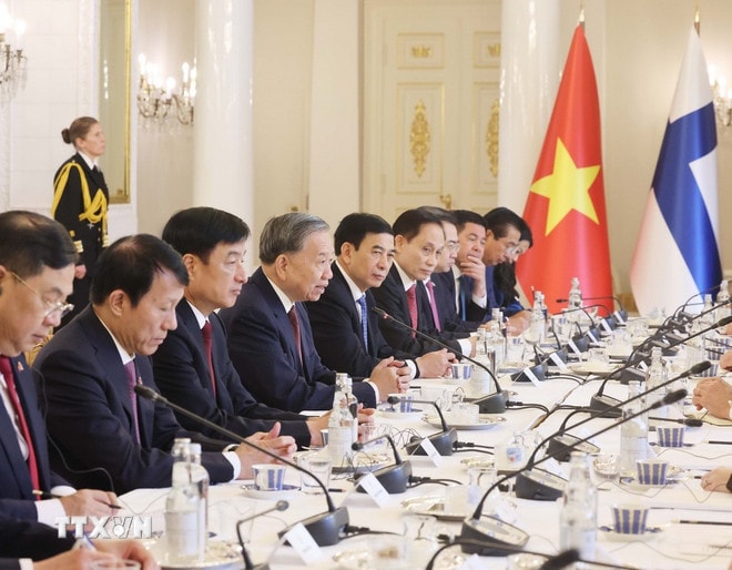 Tổng Bí thư Tô Lâm tại buổi hội đàm. (Ảnh: Thống Nhất/TTXVN) ttxvn-tong-bi-thu-hoi-dam-tong-thong-phan-lan-4.jpg