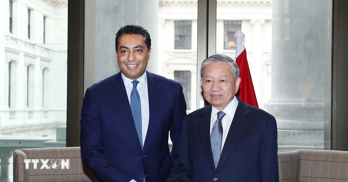 Tổng Bí thư Tô Lâm tiếp ông Saif Malik, Tổng giám đốc kiêm Giám đốc Khối Khách hàng Doanh nghiệp và Đầu tư, Ngân hàng Standard Charter tại Vương quốc Anh. (Ảnh: Thống Nhất/TTXVN)