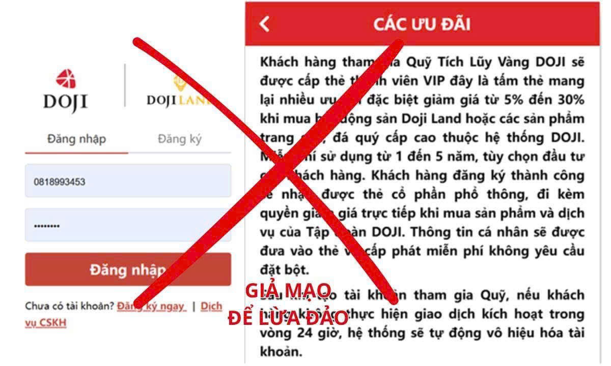 DOJI cảnh báo người dân.