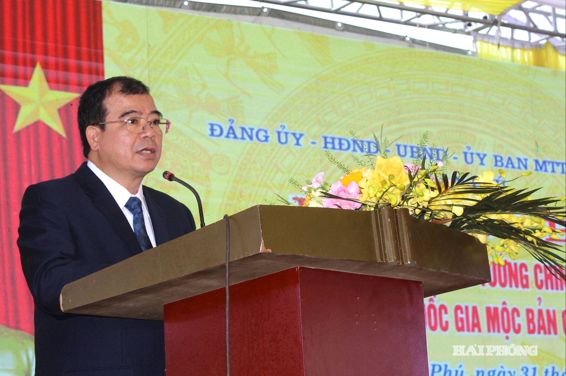 Đồng chí Phó chủ tịch UBND thành phố Hải Phòng Nguyễn Minh Hùng phát biểu tại buổi lễ.