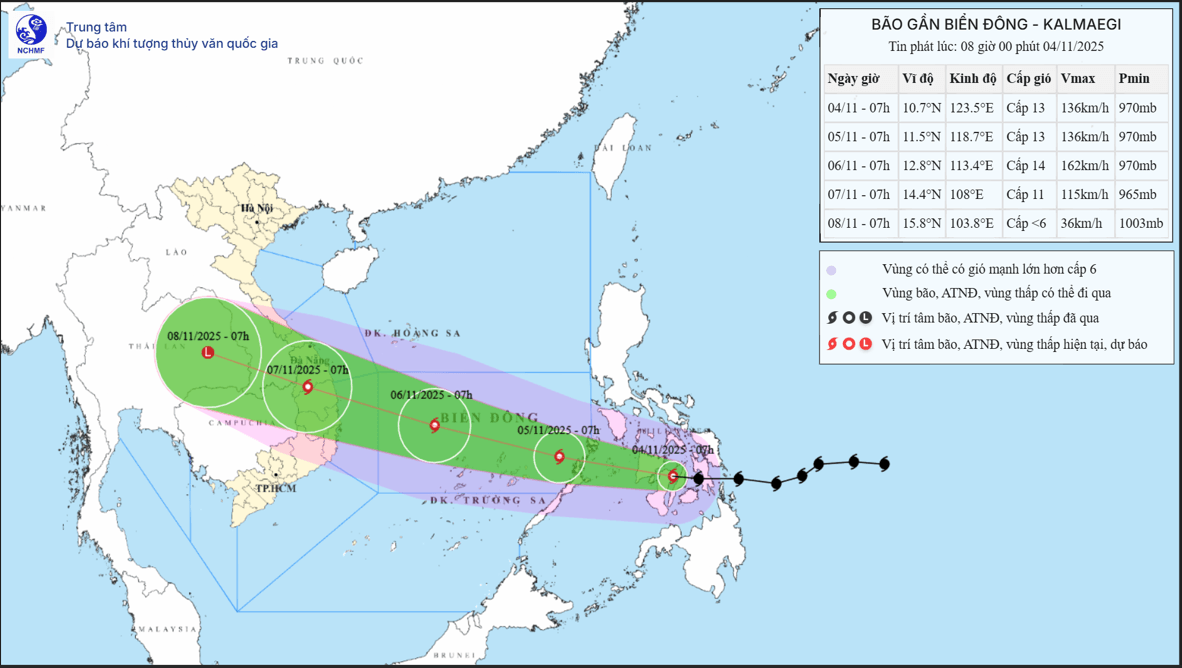 Dự báo mới nhất về đường đi của bão Kalmaegi. bao-sang-411.png