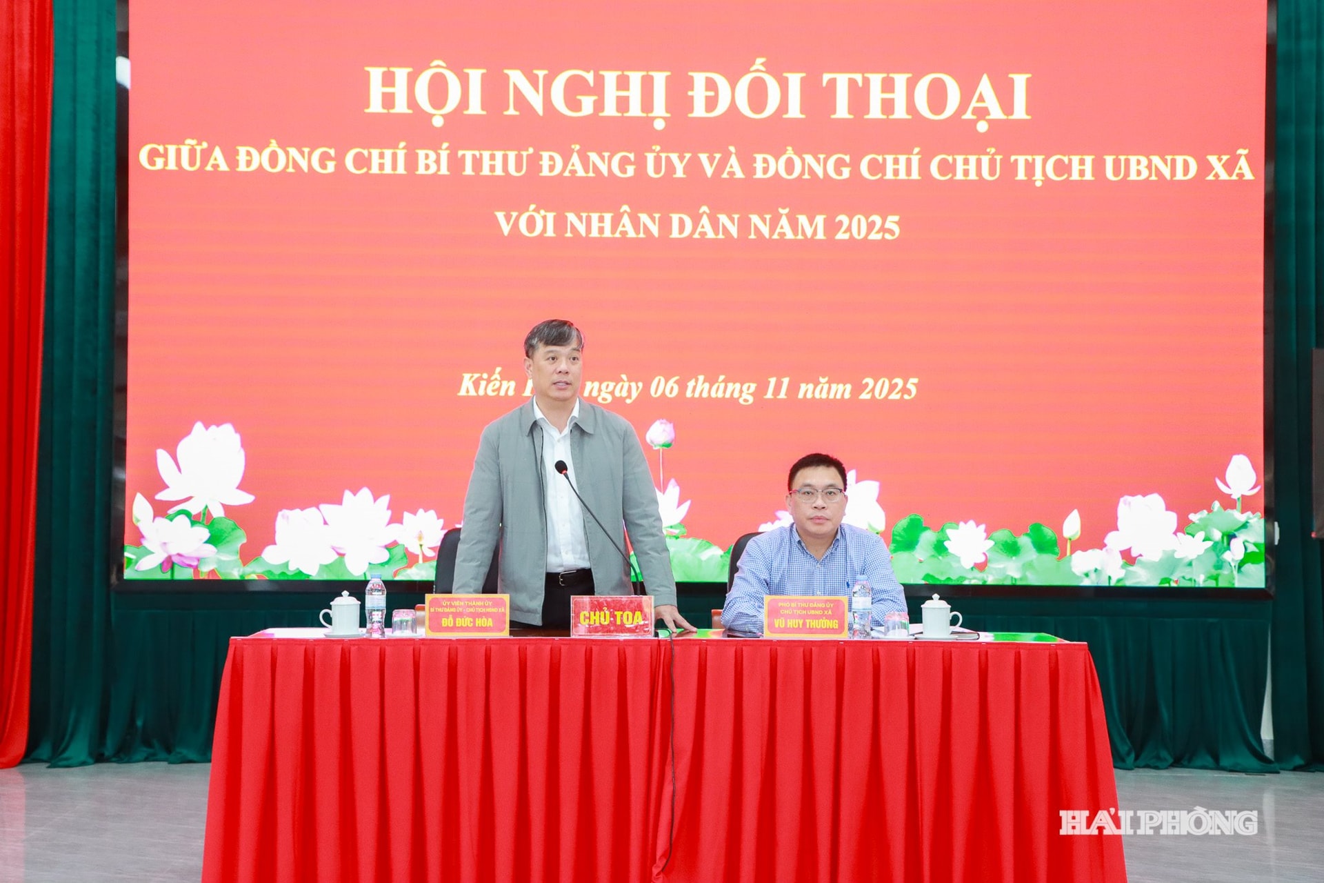 Đồng chí Đỗ Đức Hoà,Bí thư Đảng uỷ, Chủ tịch HĐND xã phát biểu