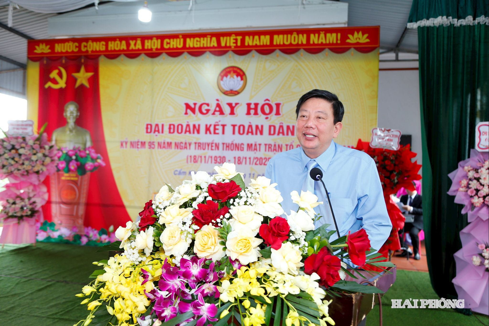 Đồng chí Nguyễn Quang Phúc, Uỷ viên ban Thường vụ Thành ủy, Trưởng ban Tuyên giáo và Dân vận Thành ủy phát biểu chút đạo tại ngày hội.
