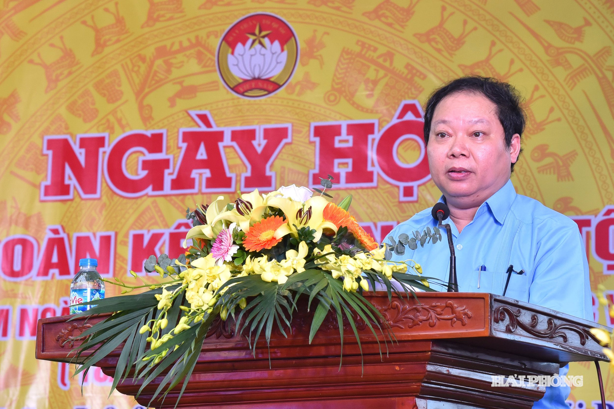 Đồng chí Vũ Hồng Hiên, Uỷ viên Ban Thường vụ Thành uỷ, Chủ nhiệm Uỷ ban Kiểm tra Thành uỷ phát biểu tại ngày hội.