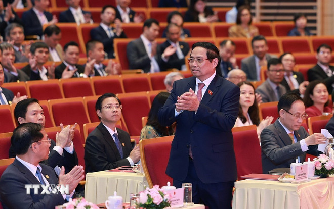 Thủ tướng Phạm Minh Chính dự Đại hội Thi đua yêu nước Bộ Ngoại giao giai đoạn 2025-2030. (Ảnh: Dương Giang/TTXVN) ttxvn-1011-thu-tuong-dai-hoi-thi-dua-bo-ngoai-giao-3.jpg