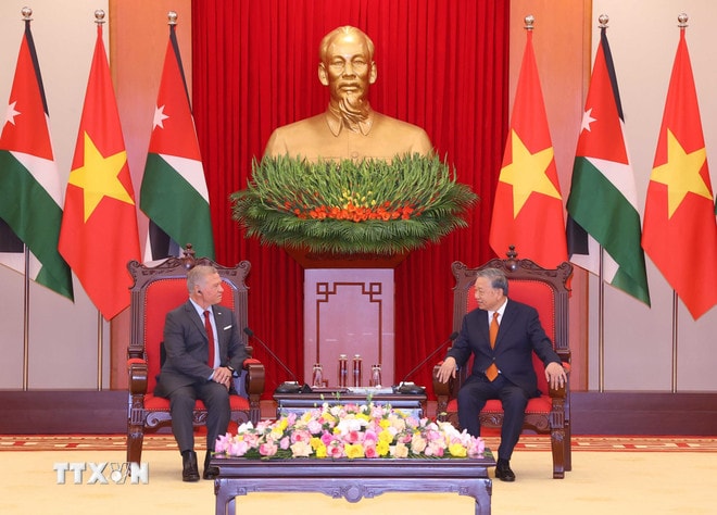 Tổng Bí thư Tô Lâm tiếp Quốc vương Jordan Abdullah II bin Al Hussein. (Ảnh: Văn Điệp/TTXVN) ttxvn-tong-bi-thu-to-lam-tiep-quoc-vuong-jordan-abdullah-ii-bin-al-hussein-3.jpg
